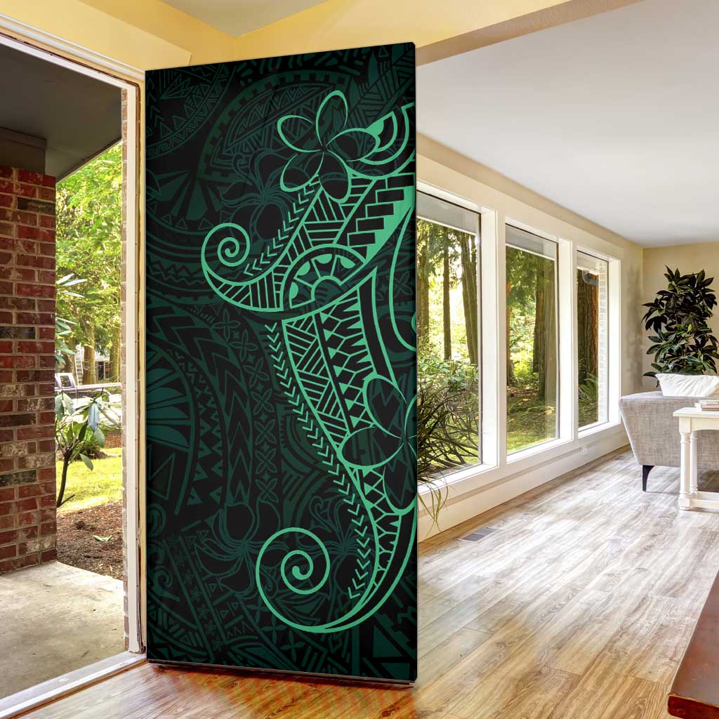 Black Green Polynesian Tribal Door Cover LT9 - Polynesian Pride