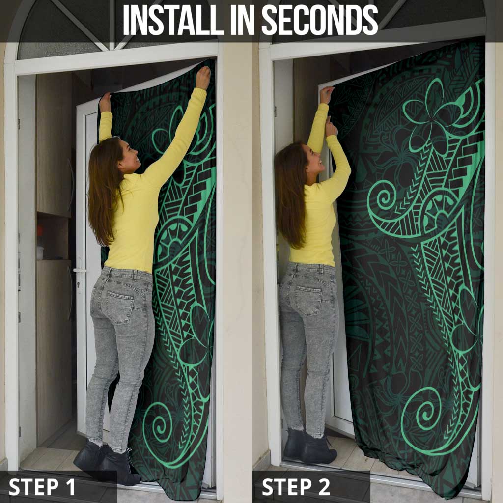 Black Green Polynesian Tribal Door Cover LT9 - Polynesian Pride