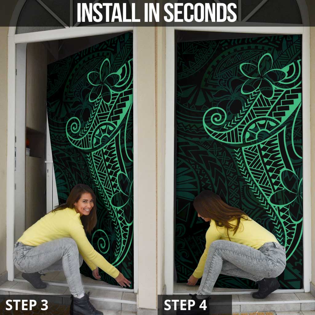 Black Green Polynesian Tribal Door Cover LT9 - Polynesian Pride