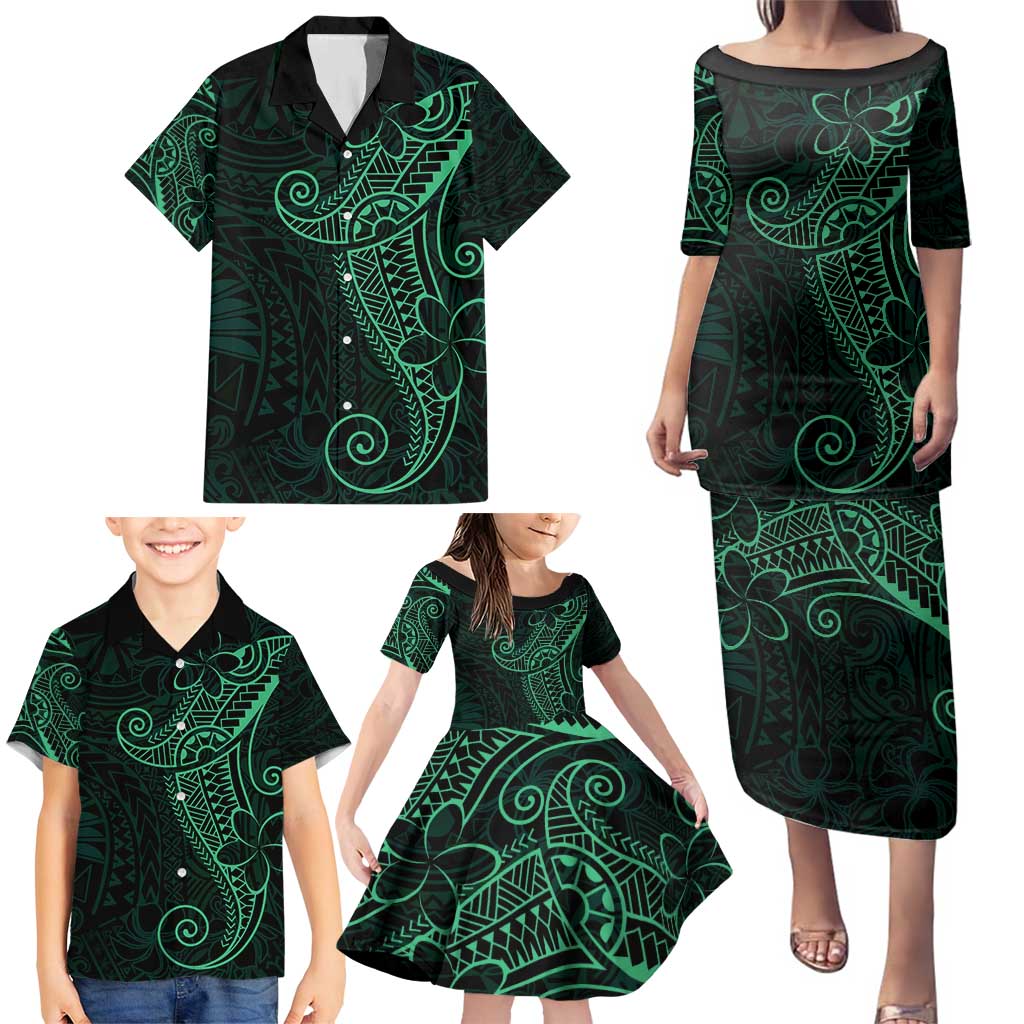 Black Green Polynesian Tribal Family Matching Puletasi and Hawaiian Shirt LT9 - Polynesian Pride