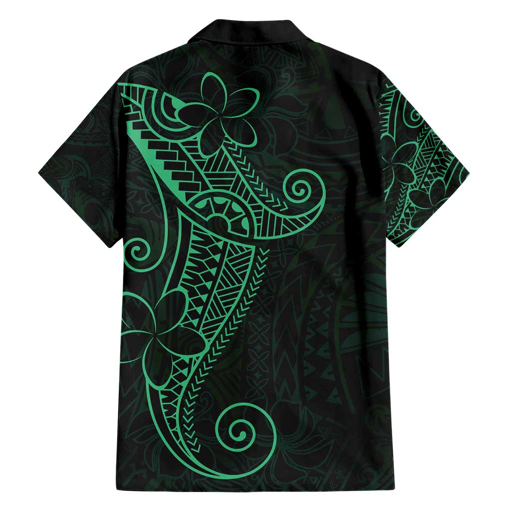 Black Green Polynesian Tribal Family Matching Short Sleeve Bodycon Dress and Hawaiian Shirt - Polynesian Pride