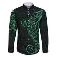 Black Green Polynesian Tribal Family Matching Summer Maxi Dress and Hawaiian Shirt - Polynesian Pride