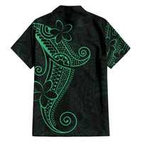 Black Green Polynesian Tribal Family Matching Tank Maxi Dress and Hawaiian Shirt - Polynesian Pride