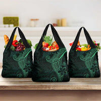 Black Green Polynesian Tribal Grocery Bag LT9 3-pack One Size Green - Polynesian Pride
