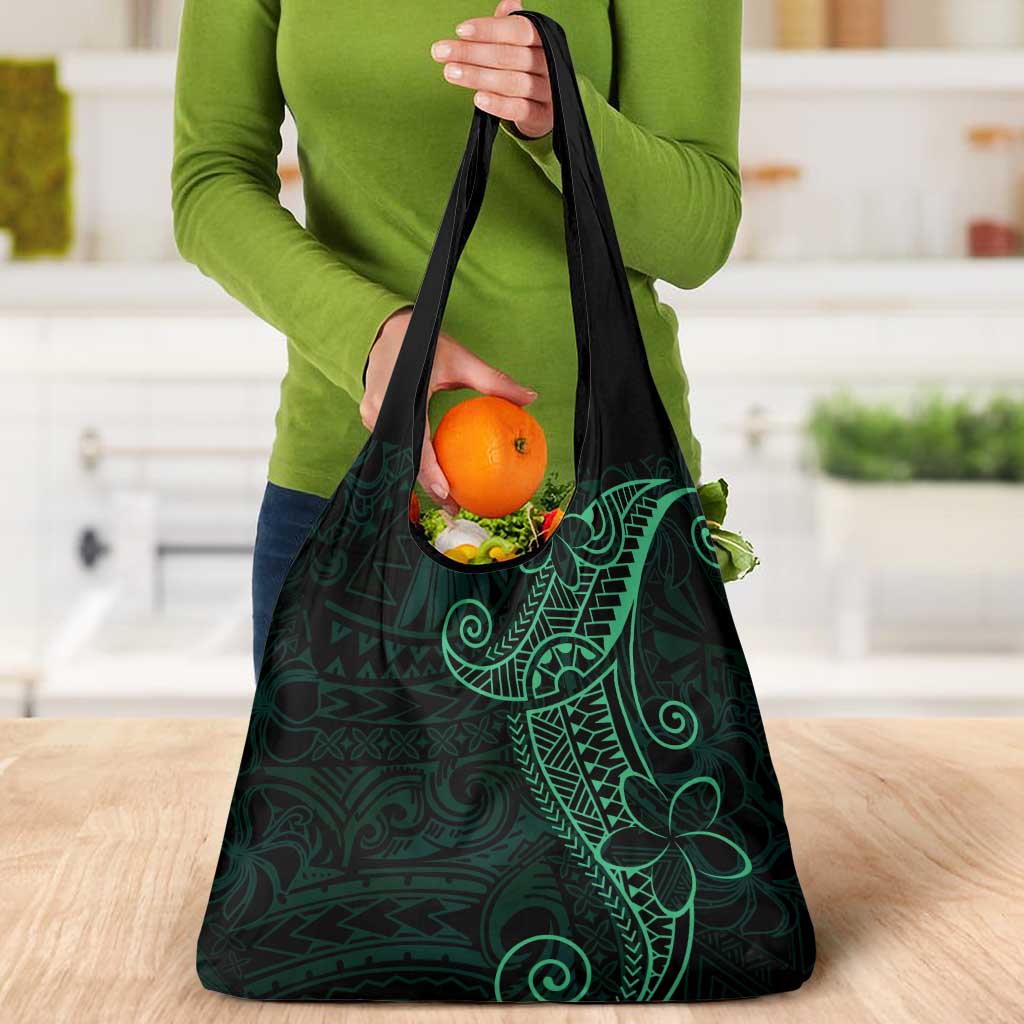 Black Green Polynesian Tribal Grocery Bag LT9 - Polynesian Pride