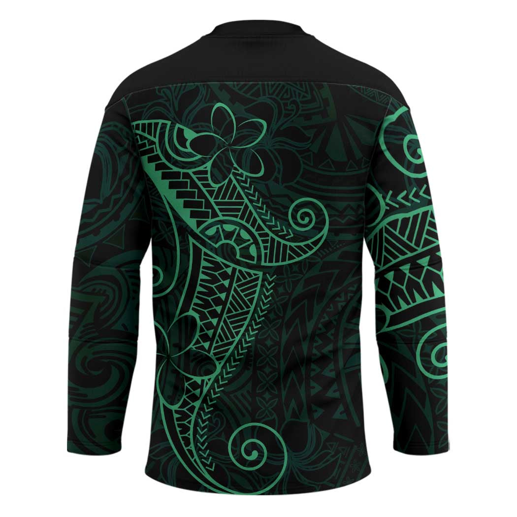 Black Green Polynesian Tribal Hockey Jersey LT9 - Polynesian Pride