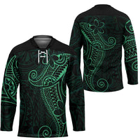 Black Green Polynesian Tribal Hockey Jersey LT9 - Polynesian Pride
