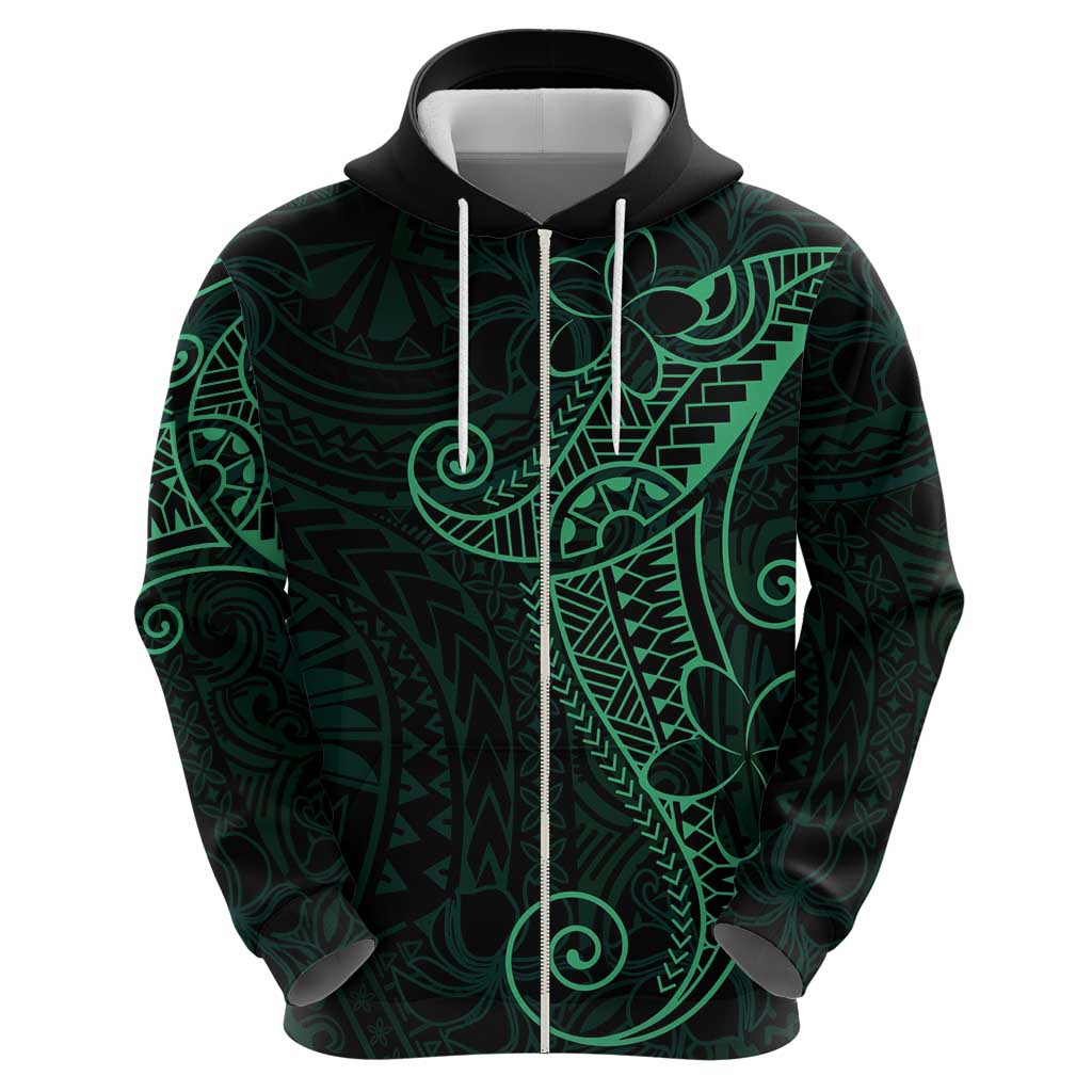 Black Green Polynesian Tribal Hoodie - Polynesian Pride
