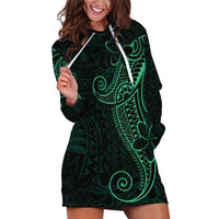 Black Green Polynesian Tribal Hoodie Dress - Polynesian Pride