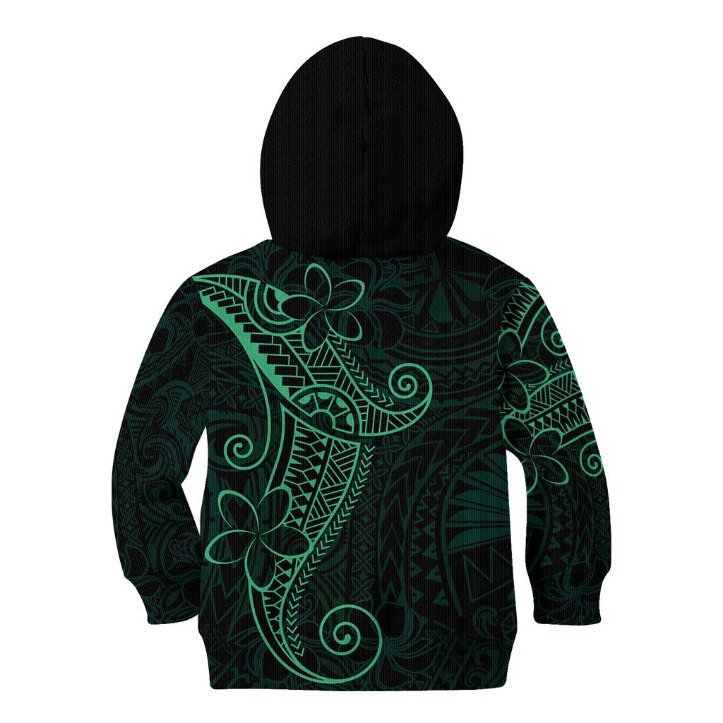 Black Green Polynesian Tribal Kid Hoodie - Polynesian Pride