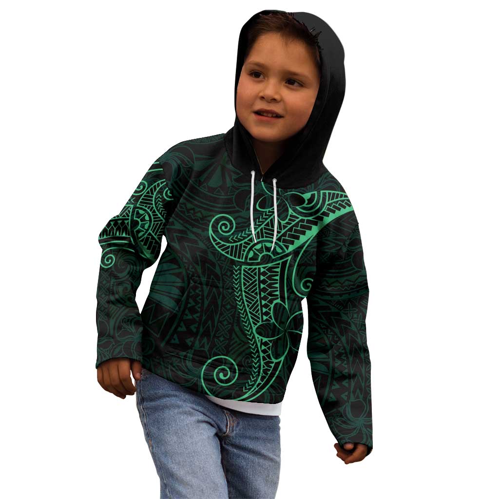 Black Green Polynesian Tribal Kid Hoodie - Polynesian Pride