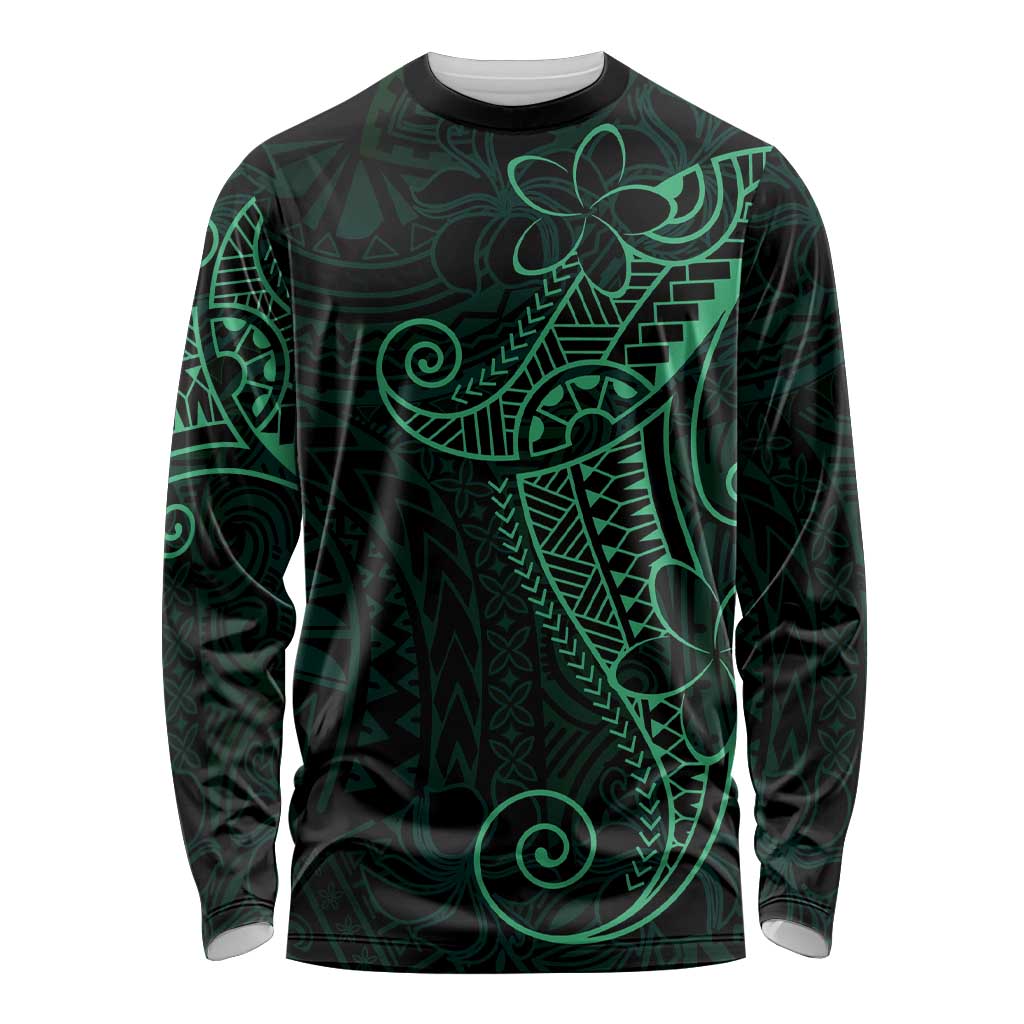 Black Green Polynesian Tribal Long Sleeve Shirt LT9 Unisex Green - Polynesian Pride