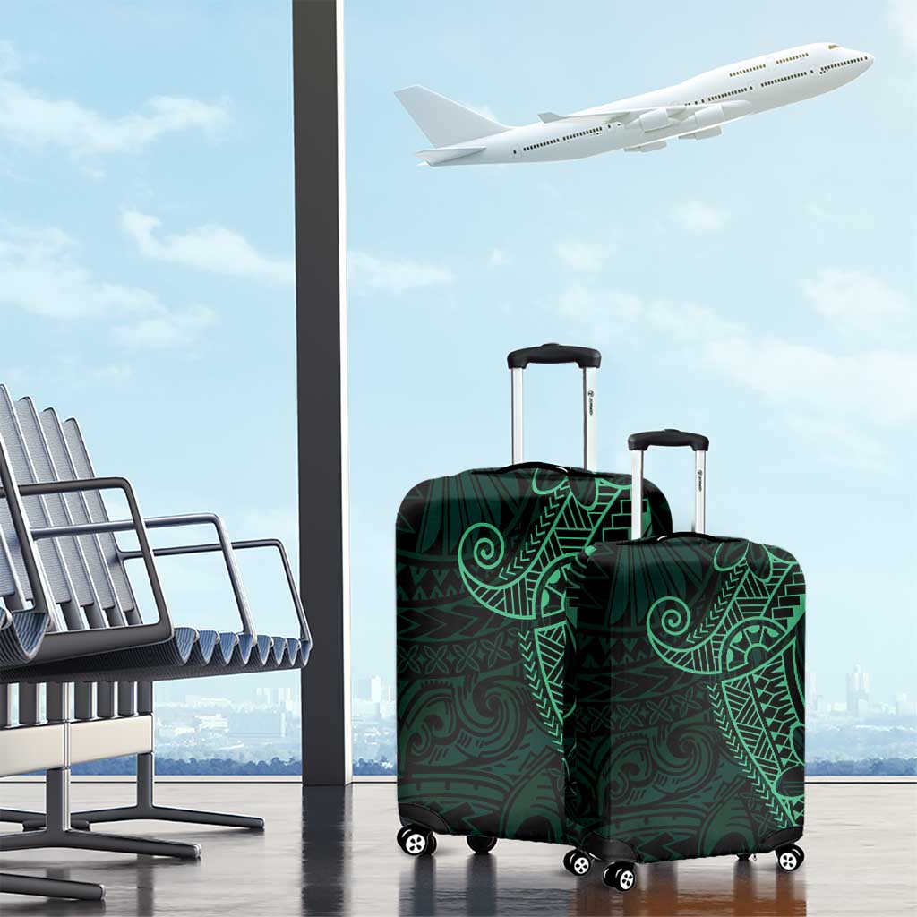 Black Green Polynesian Tribal Luggage Cover - Polynesian Pride