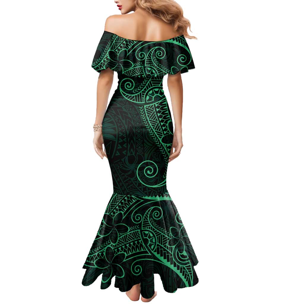 Black Green Polynesian Tribal Mermaid Dress - Polynesian Pride