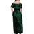 Black Green Polynesian Tribal Off Shoulder Maxi Dress - Polynesian Pride