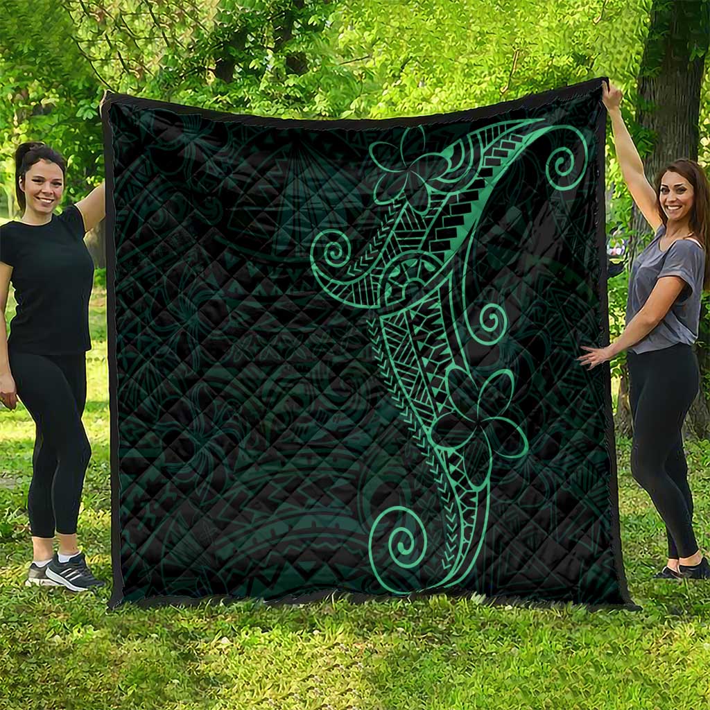 Black Green Polynesian Tribal Quilt - Polynesian Pride