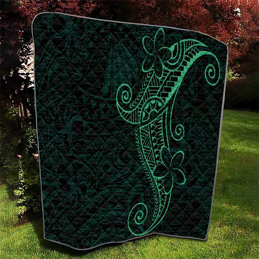 Black Green Polynesian Tribal Quilt - Polynesian Pride