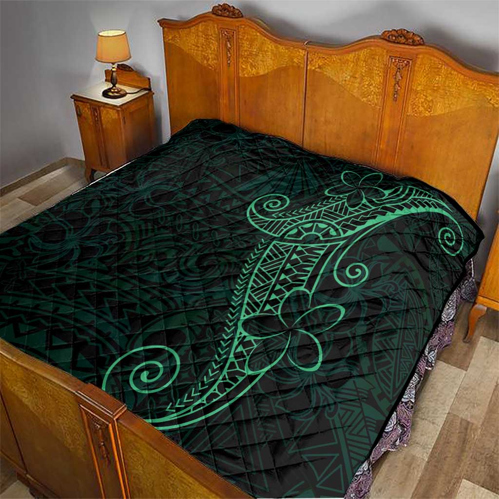 Black Green Polynesian Tribal Quilt - Polynesian Pride