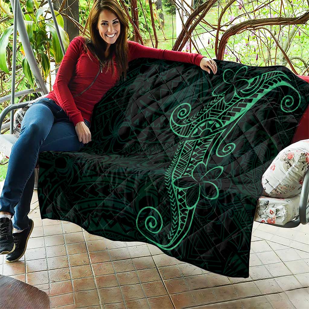 Black Green Polynesian Tribal Quilt - Polynesian Pride