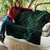 Black Green Polynesian Tribal Quilt - Polynesian Pride