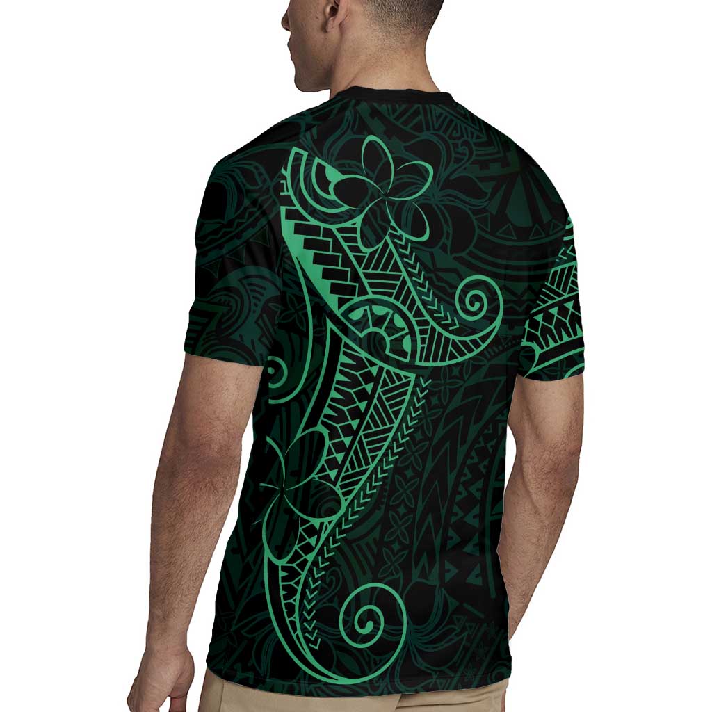 Black Green Polynesian Tribal Rugby Jersey LT9 - Polynesian Pride