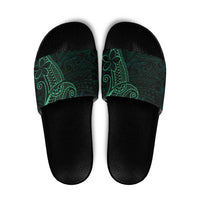 Black Green Polynesian Tribal Slide Sandals - Polynesian Pride