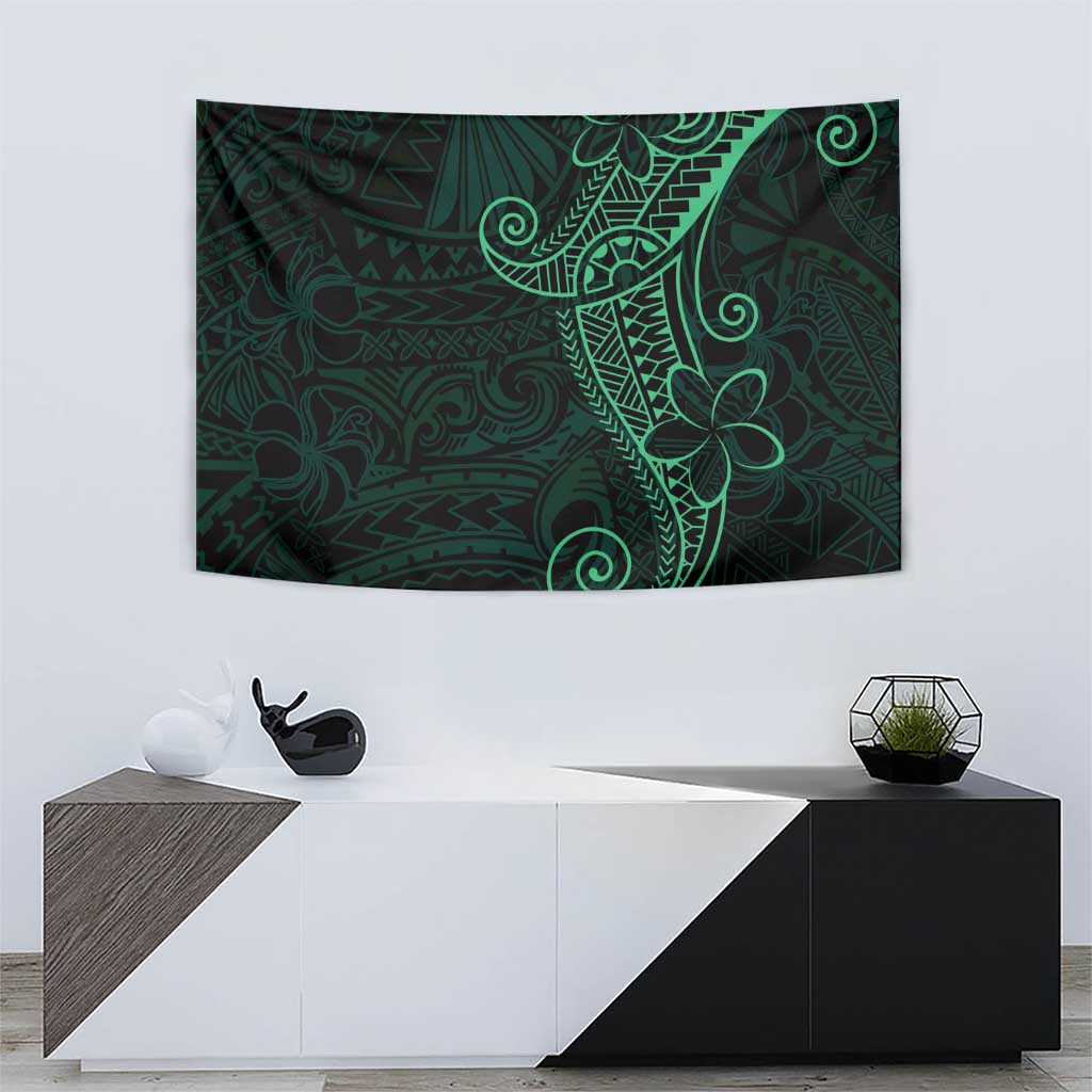 Black Green Polynesian Tribal Tapestry - Polynesian Pride