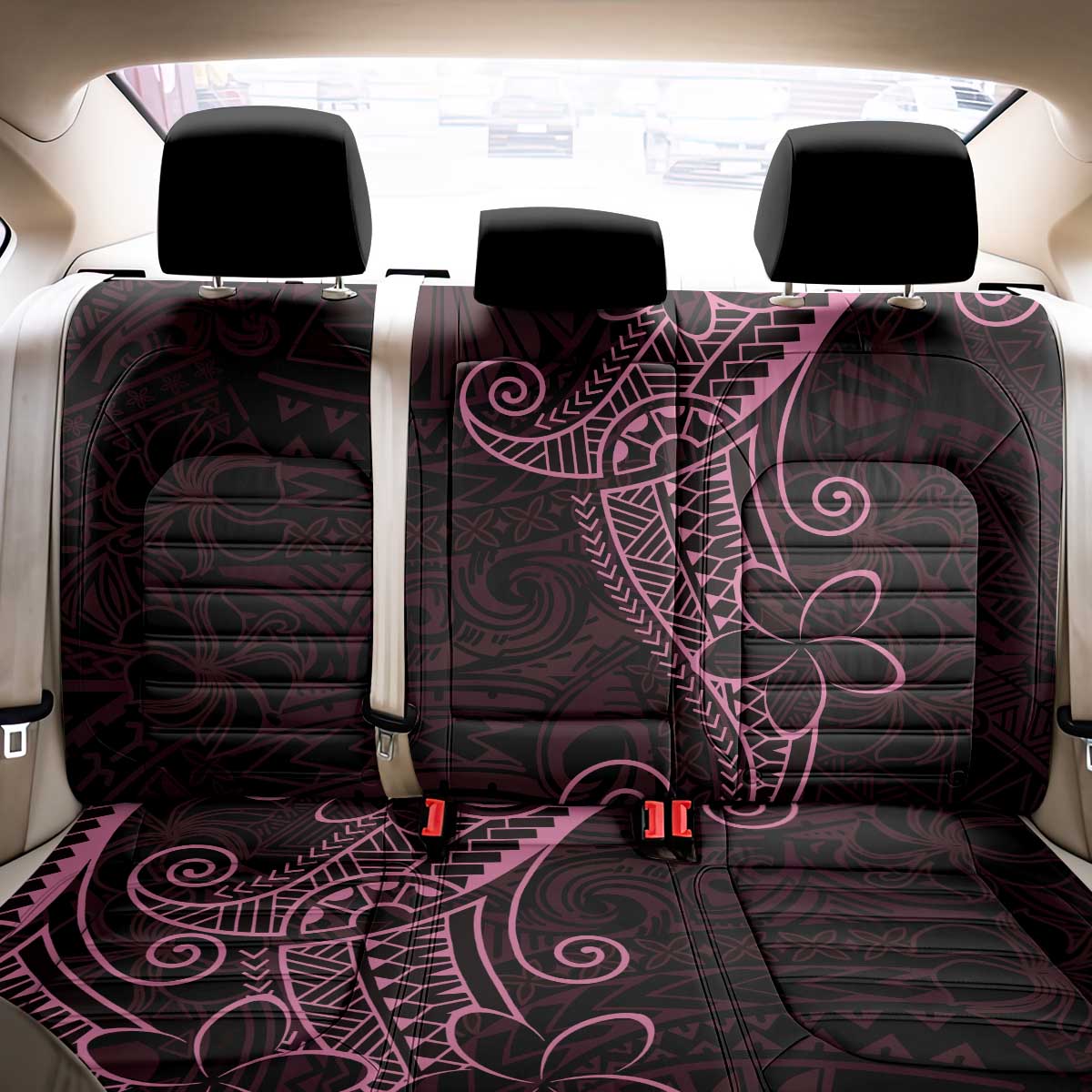 Black Pink Polynesian Tribal Back Car Seat Cover - Polynesian Pride