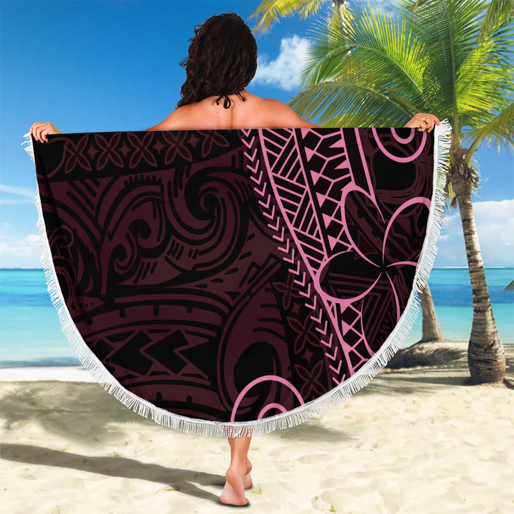 Black Pink Polynesian Tribal Beach Blanket LT9 - Polynesian Pride