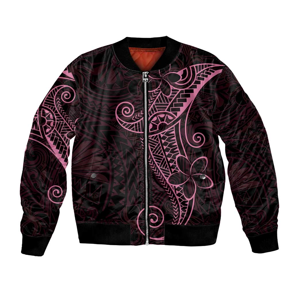 Black Pink Polynesian Tribal Bomber Jacket - Polynesian Pride