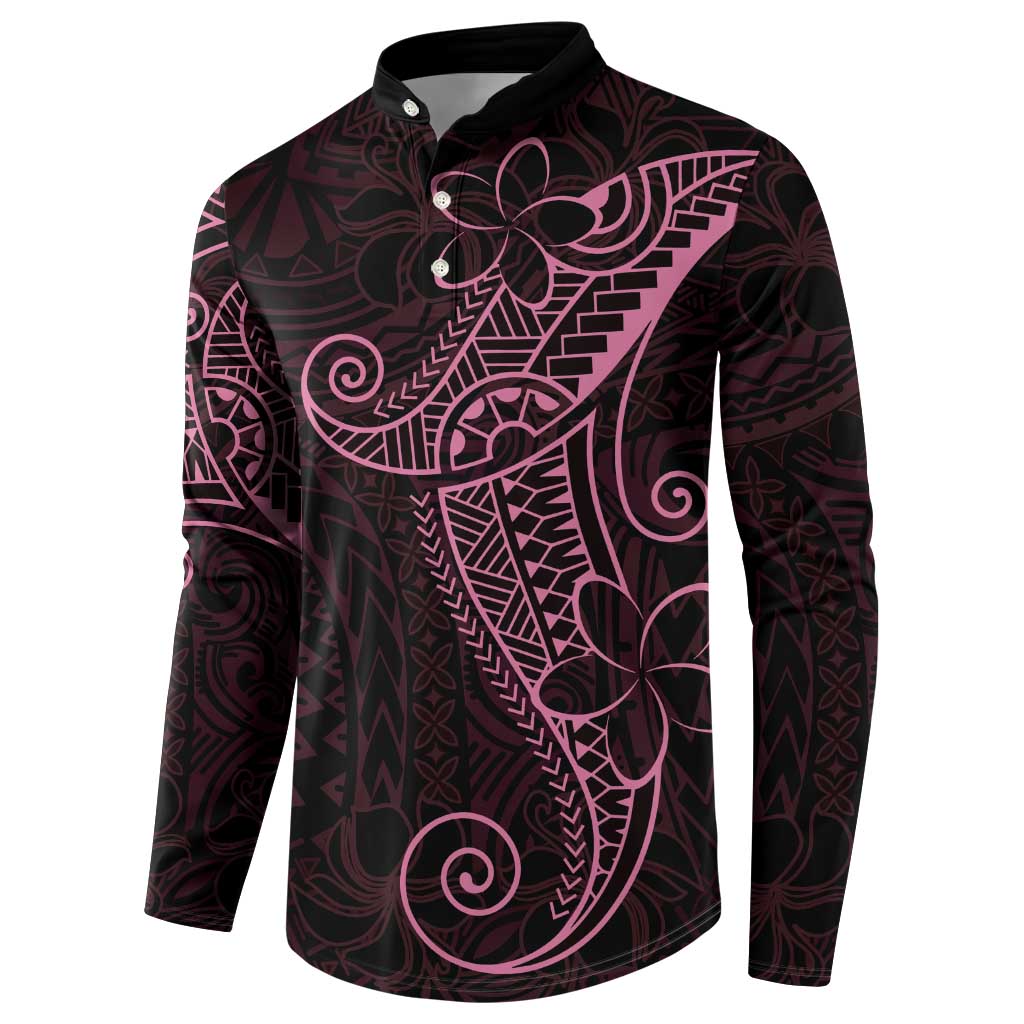Black Pink Polynesian Tribal Button Sweatshirt LT9 - Polynesian Pride