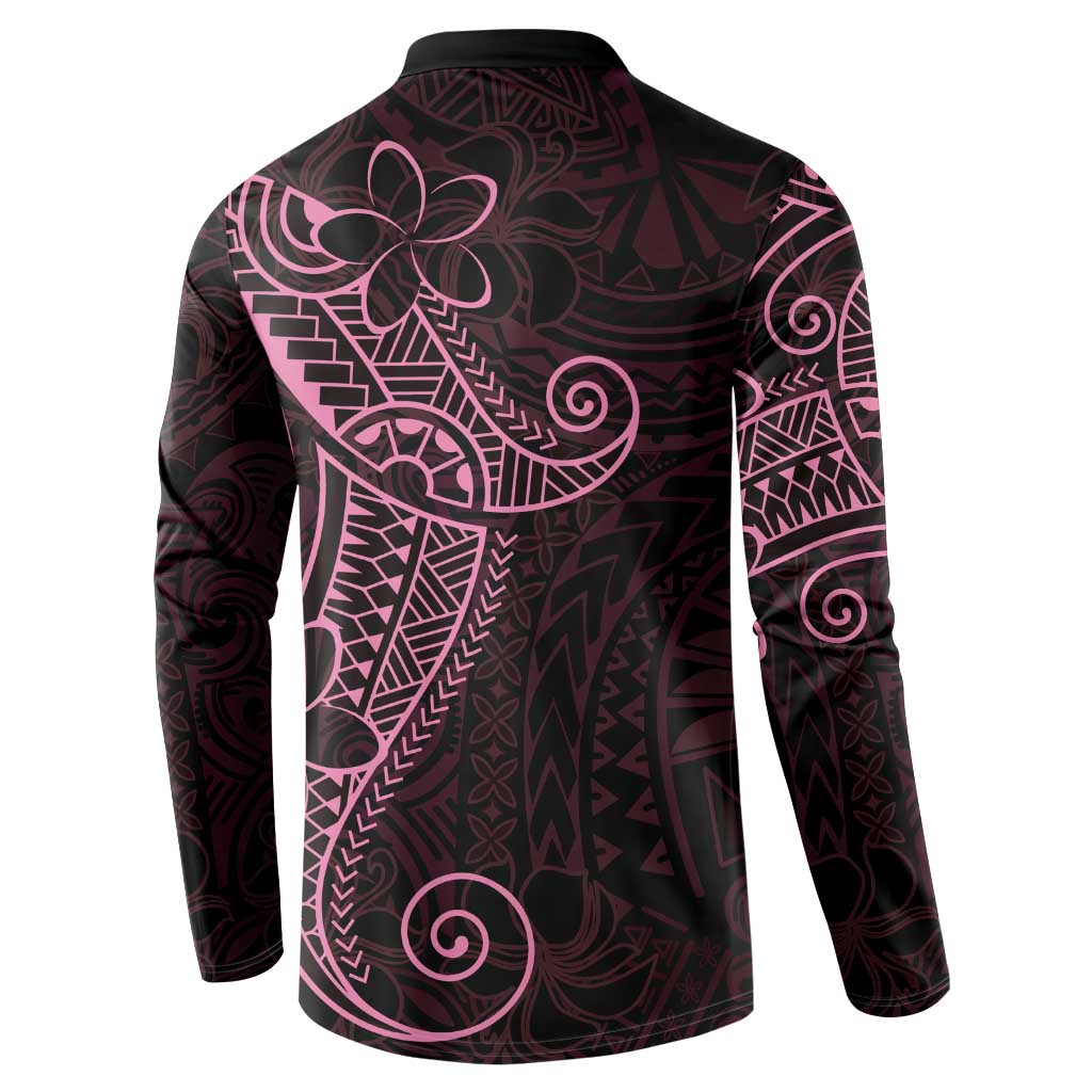 Black Pink Polynesian Tribal Button Sweatshirt LT9 - Polynesian Pride
