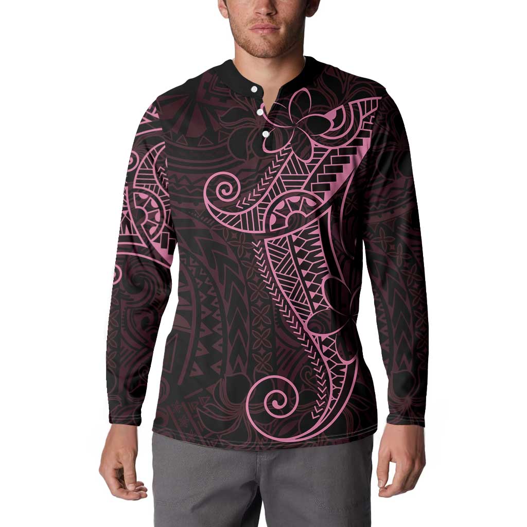 Black Pink Polynesian Tribal Button Sweatshirt LT9 - Polynesian Pride