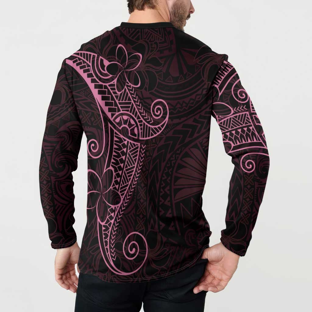 Black Pink Polynesian Tribal Button Sweatshirt LT9 - Polynesian Pride