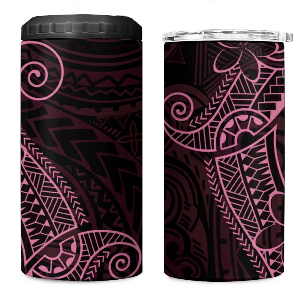 Black Pink Polynesian Tribal 4 in 1 Can Cooler Tumbler LT9 One Size: 16 oz Pink - Polynesian Pride