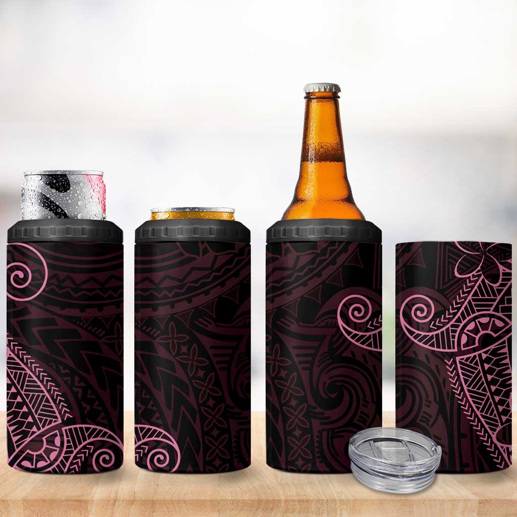 Black Pink Polynesian Tribal 4 in 1 Can Cooler Tumbler LT9 - Polynesian Pride