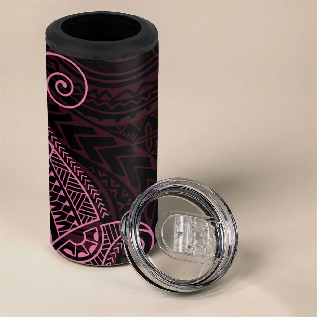 Black Pink Polynesian Tribal 4 in 1 Can Cooler Tumbler LT9 - Polynesian Pride