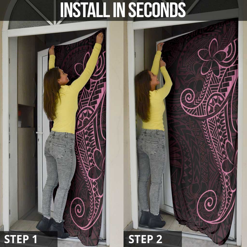 Black Pink Polynesian Tribal Door Cover LT9 - Polynesian Pride