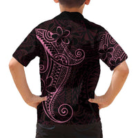 Black Pink Polynesian Tribal Family Matching Off Shoulder Maxi Dress and Hawaiian Shirt LT9 - Polynesian Pride
