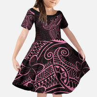 Black Pink Polynesian Tribal Family Matching Short Sleeve Bodycon Dress and Hawaiian Shirt - Polynesian Pride