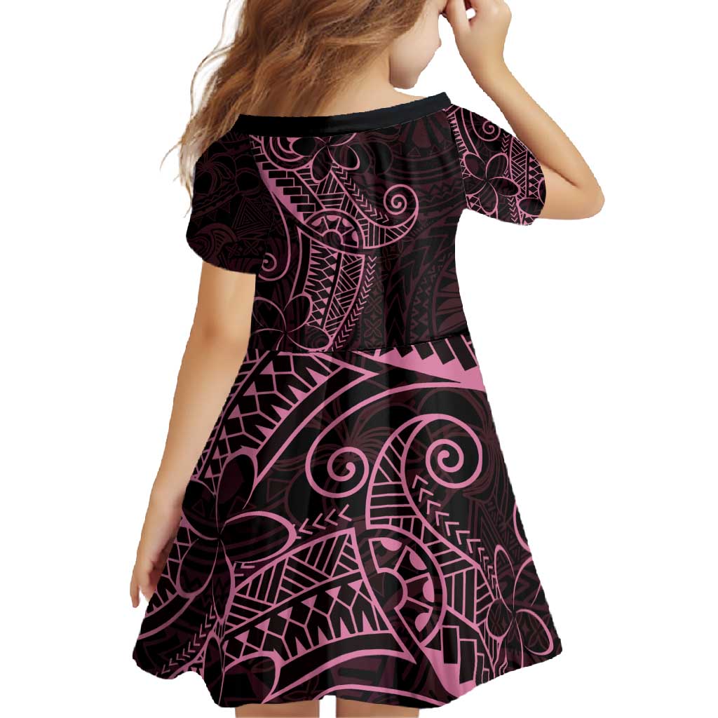 Black Pink Polynesian Tribal Family Matching Tank Maxi Dress and Hawaiian Shirt - Polynesian Pride