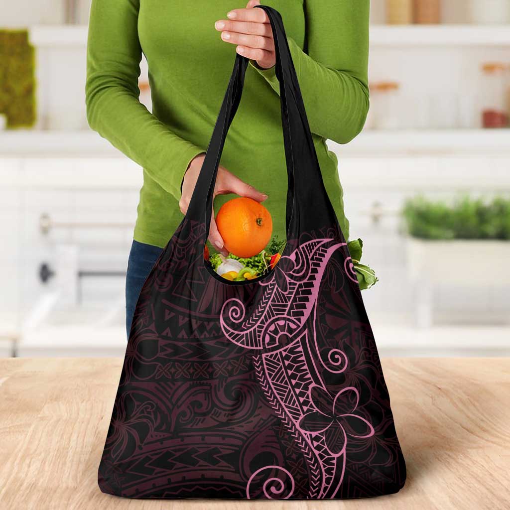 Black Pink Polynesian Tribal Grocery Bag LT9 - Polynesian Pride