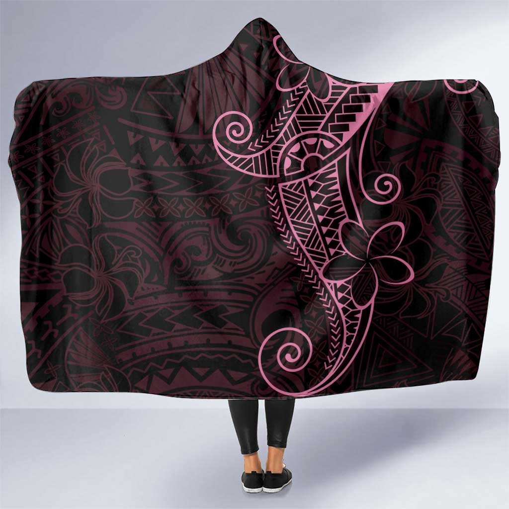 Black Pink Polynesian Tribal Hooded Blanket - Polynesian Pride