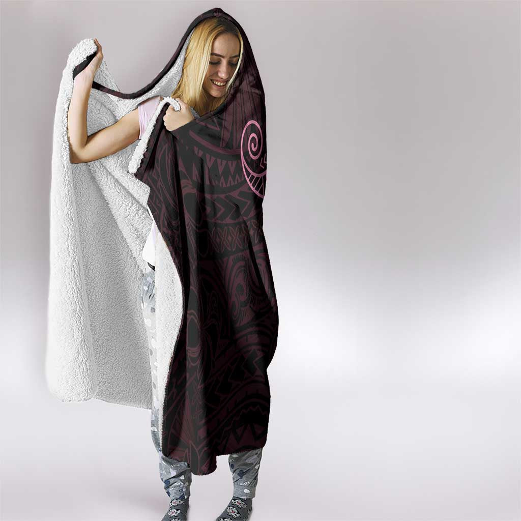 Black Pink Polynesian Tribal Hooded Blanket - Polynesian Pride