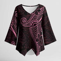 Black Pink Polynesian Tribal Kimono Sleeve Blouse LT9 Female Pink - Polynesian Pride