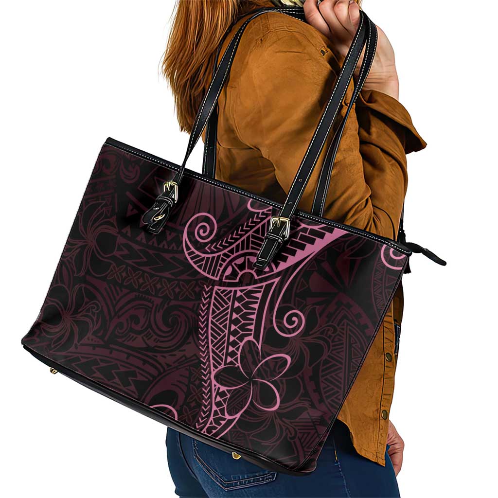 Black Pink Polynesian Tribal Leather Tote Bag - Polynesian Pride