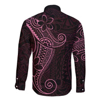 Black Pink Polynesian Tribal Long Sleeve Button Shirt - Polynesian Pride