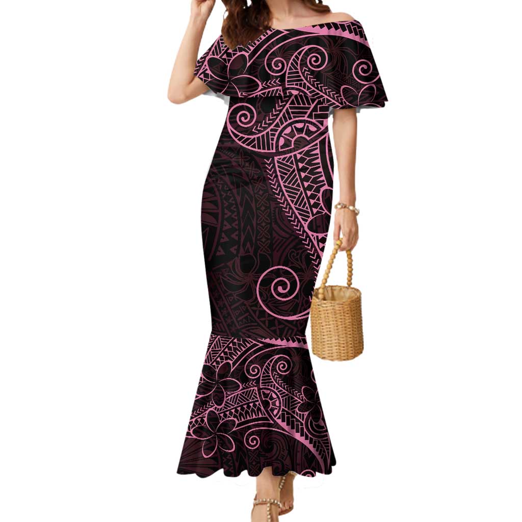 Black Pink Polynesian Tribal Mermaid Dress - Polynesian Pride