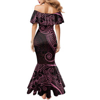 Black Pink Polynesian Tribal Mermaid Dress - Polynesian Pride