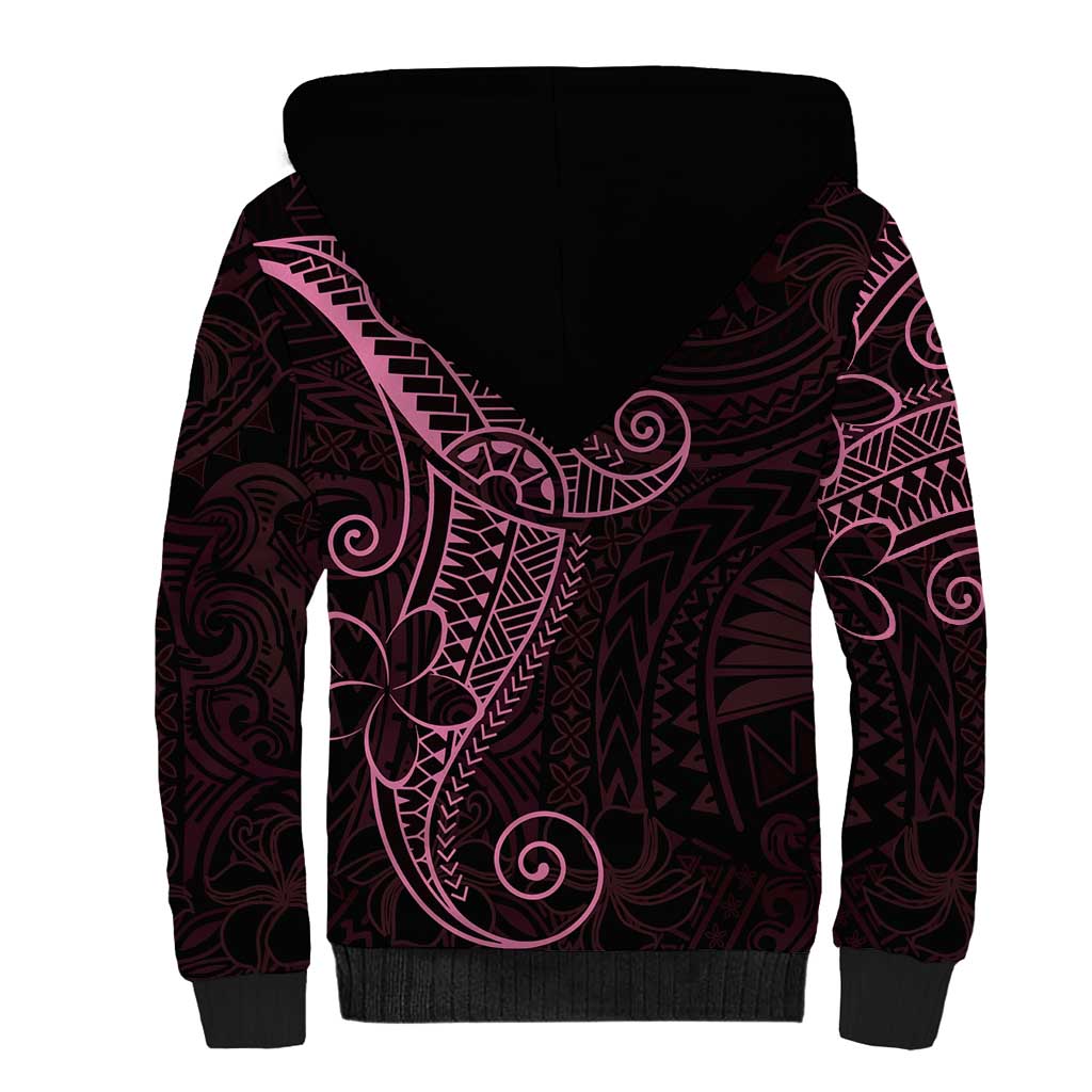 Black Pink Polynesian Tribal Sherpa Hoodie LT9 - Polynesian Pride